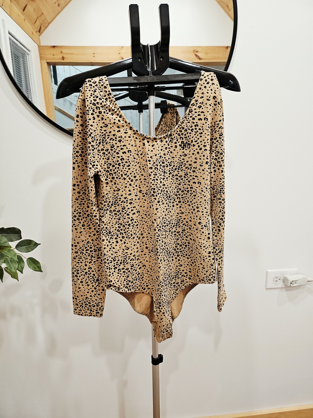 Levis Leopard Print Long-Sleeve Bodysuit - Tan